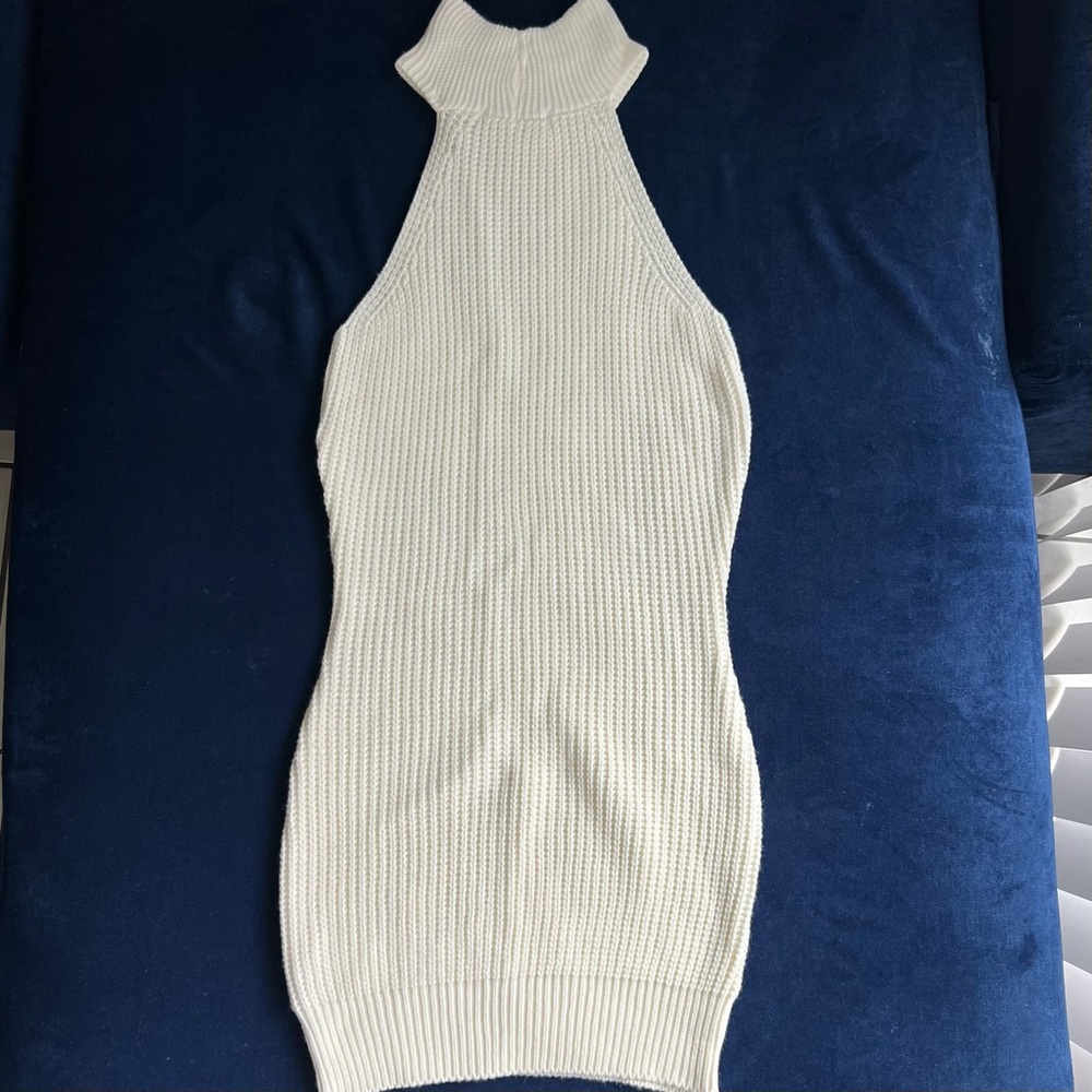 Misguided Woven Ribbed Sleeveless Turtle Neck Dress